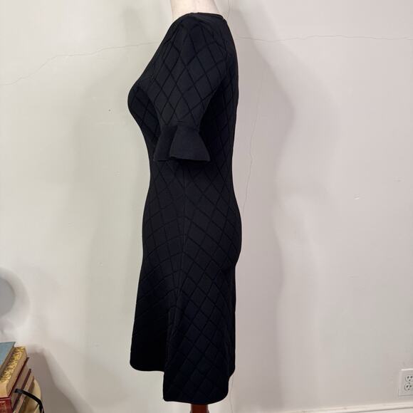 Opening Ceremony Knit Diamond Dress Black S Ruffle Sleeve Fit & Flare Classic - Picture 7 of 11